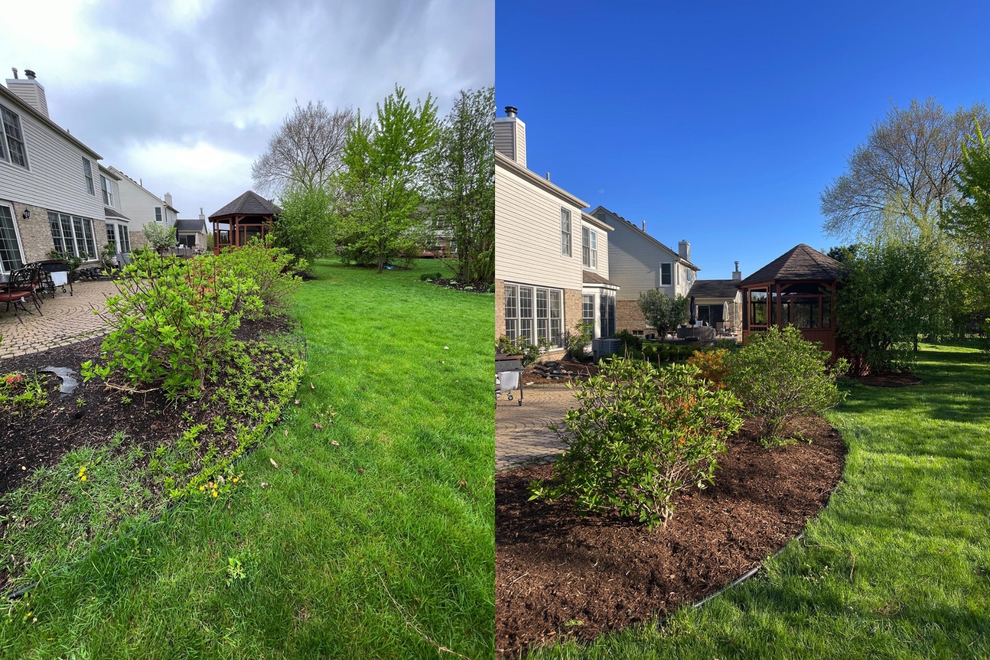 Before and after front yard landscape transformation by SB Outdoor Solutions